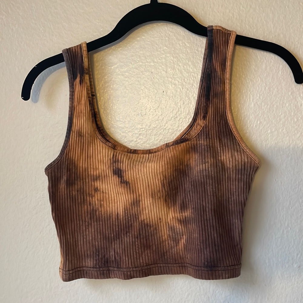 Brown tie dye tank top